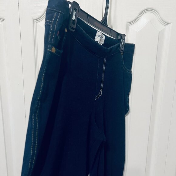 Pajama Jeans-Pull On Women's Drawstring Waist Dark Blue Wash Stretch Pants-Sz Lg - Picture 10 of 16